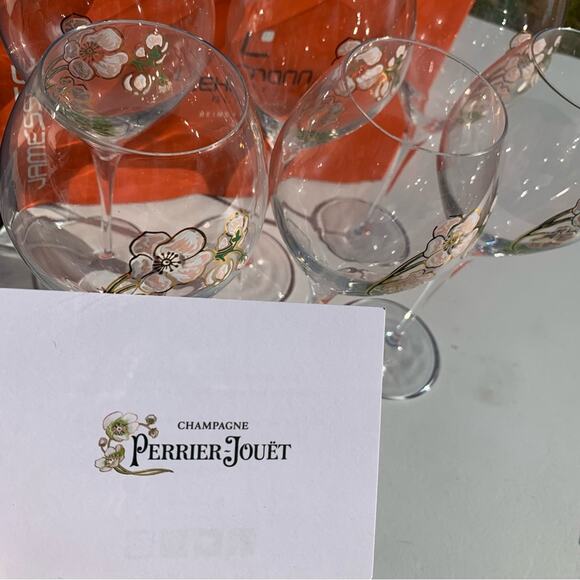 Perrier Jouet Verre Belle Epoque Hand PaintedAnimone Grand Champagne 6pc Set - Picture 10 of 12